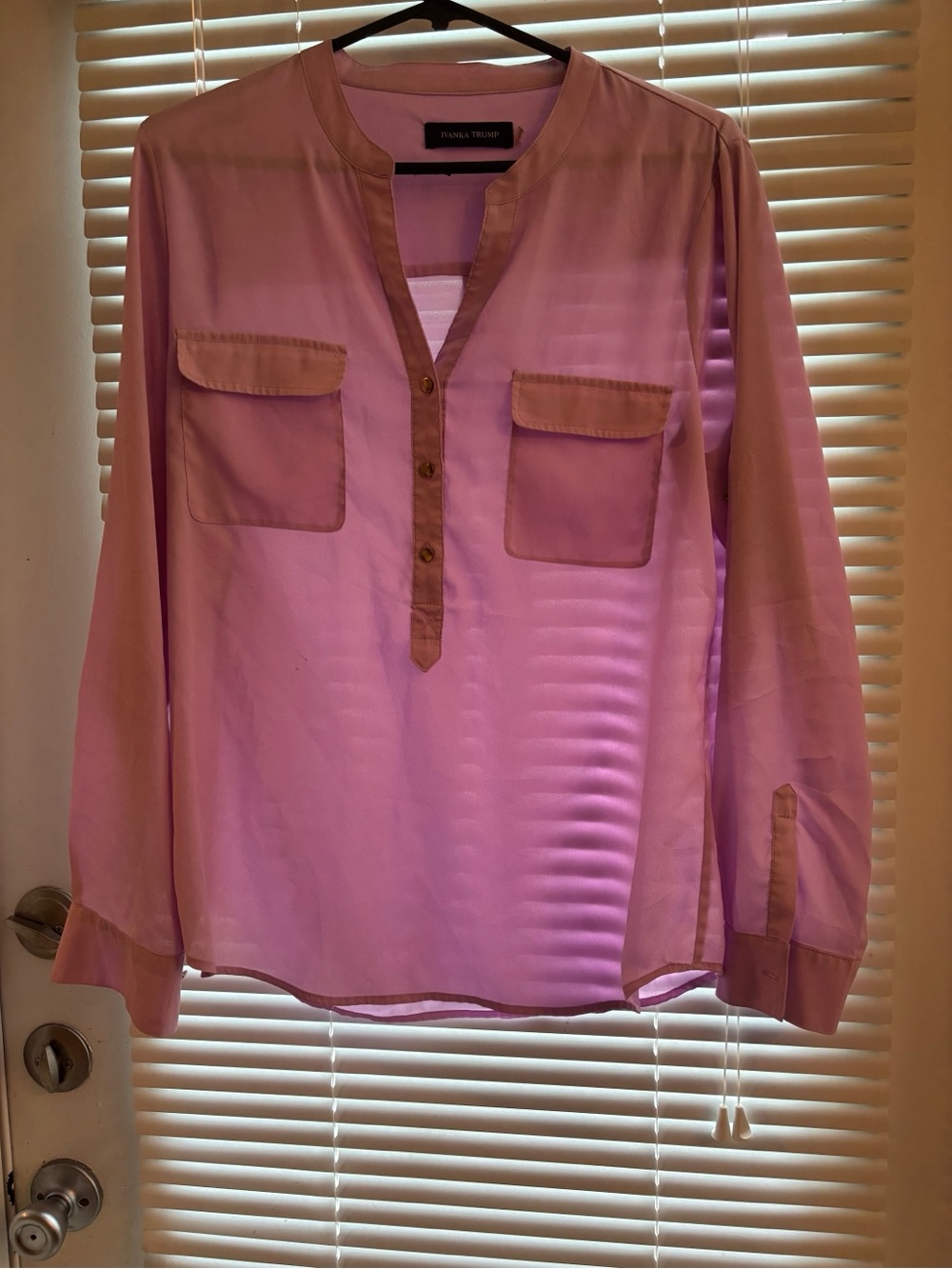 Ivanka Trump Pink Utility Blouse with Pockets Size L